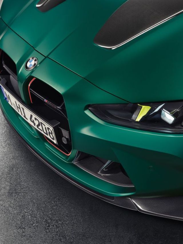 Dianteira da BMW M4 CS verde.