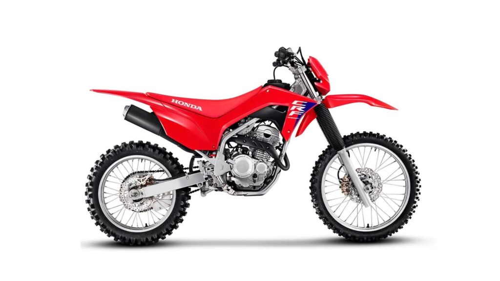 HONDA CRF 250 F 2023 vermelho em fundo branco.