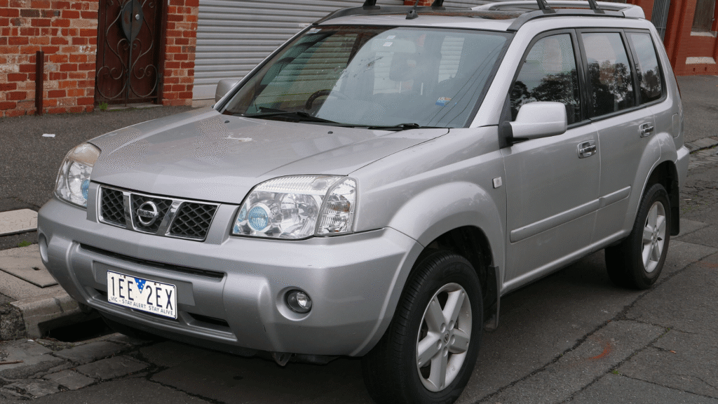 Nissan X-TRAIL 2006 prata parado na beirada da estrada.